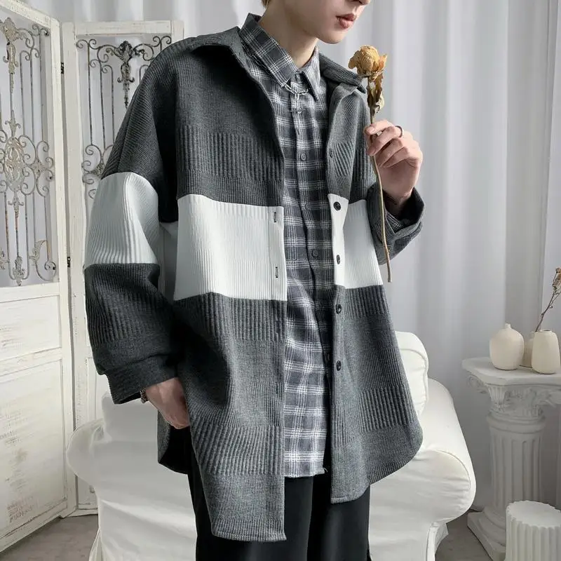 

Black and white men's knitted jacket black and white men's design feeling minority Jacket Fried Street coat high-grade fan left