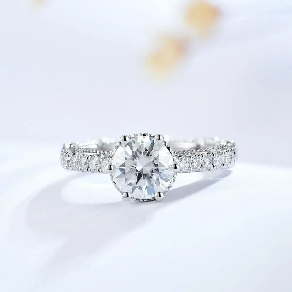 DovEggs Новое поступление Винтаж однотонные S925 стерлингового серебра центр 1.5ct 7 5mm