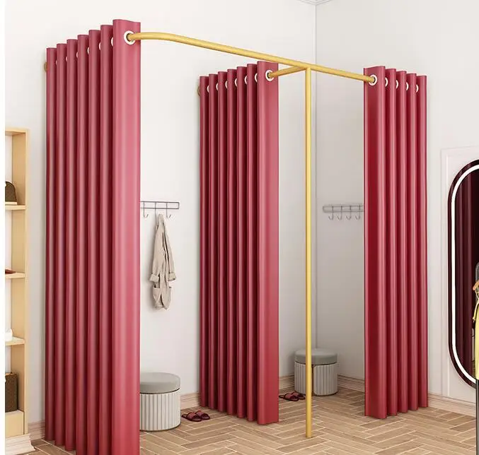 Clothing store F type fitting room track simple dressing room partition cloth curtain men and women's changing room nano gold ch