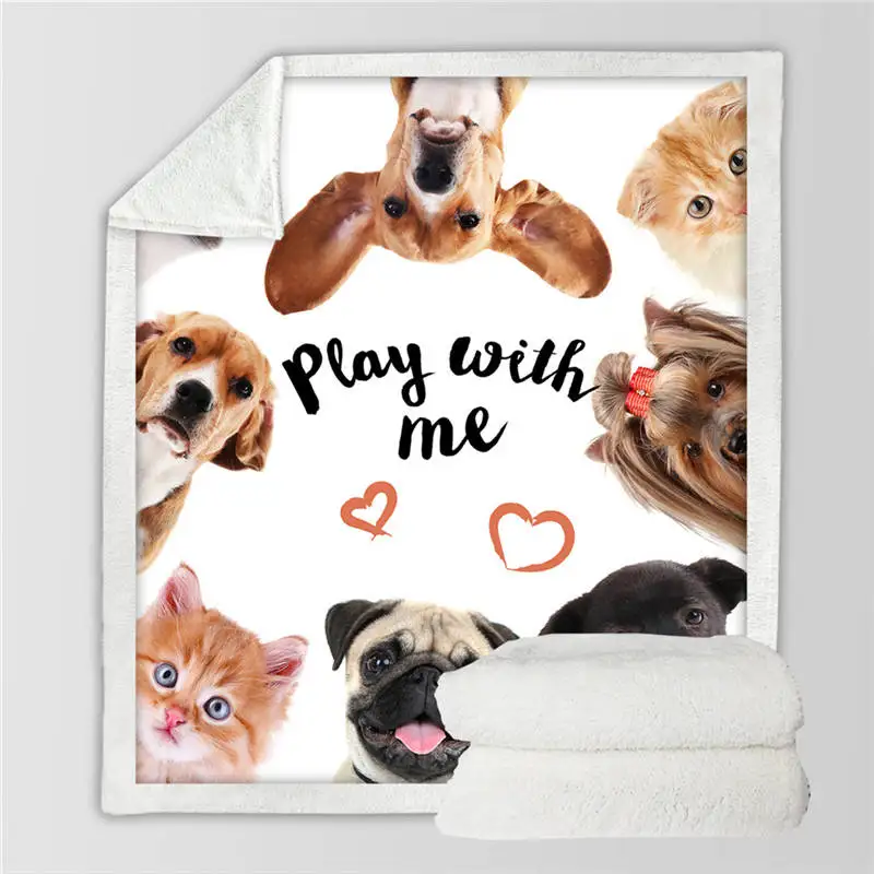 Dog10 Постельное белье Outlet, коллекция для собак, шерпа, одеяло, 3D животное, мопс, плюшевое одеяло, бульдог, Хаски, доберман, Ротвейлер, тонкое одеяло - Цвет: Dog10