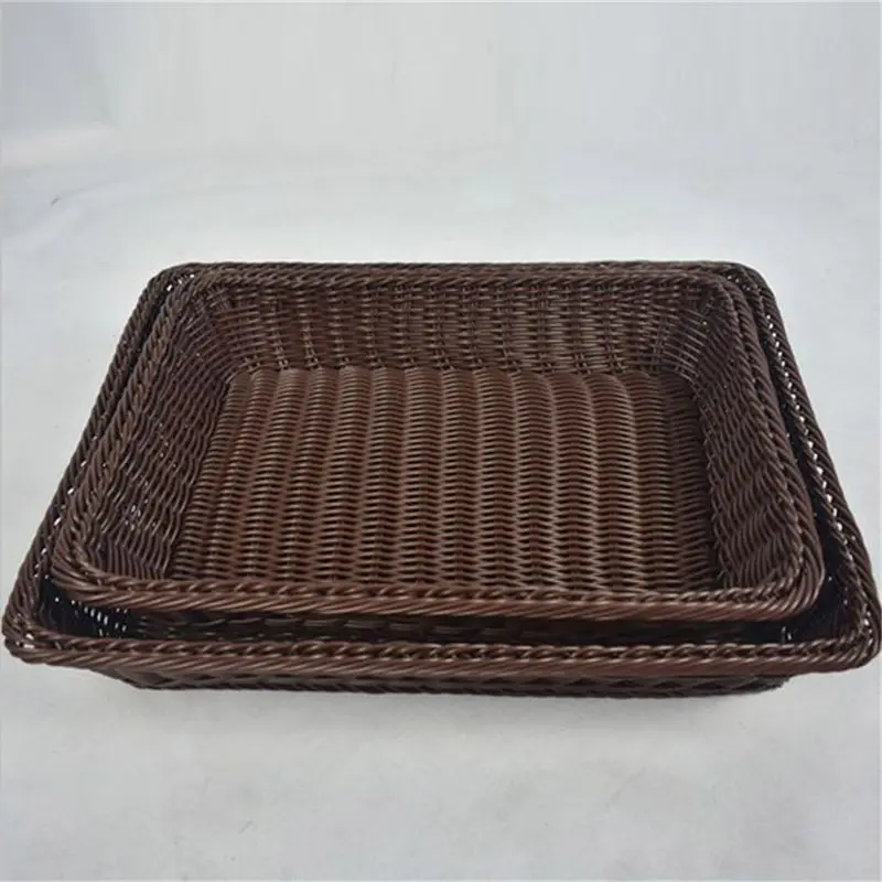 

Dark brown simple fashion hand-woven storage basket rattan food fruit basket imitation rattan bread basket