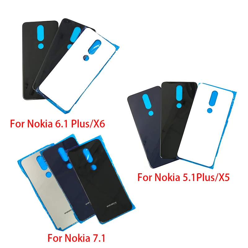 Задняя стеклянная крышка для Nokia 7 1/5 1 Plus/X5/6 Plus/X6/8 1/X7 задняя батарейного