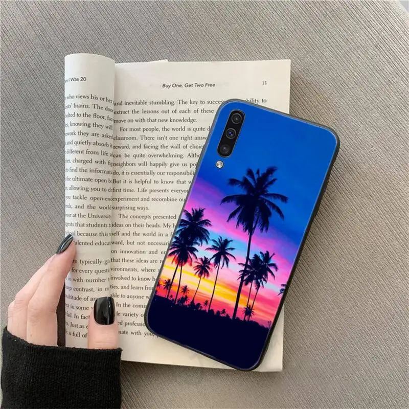 

Summer beach sunset palm trees Phone Case For Samsung galaxy S 9 10 20 A 10 21 30 31 40 50 51 71 s note 20 j 4 2018 plus