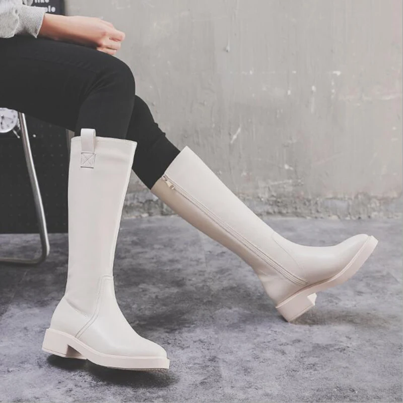 Новая женская обувь на толстой подошве Сезон осень-зима ботинки для верховой