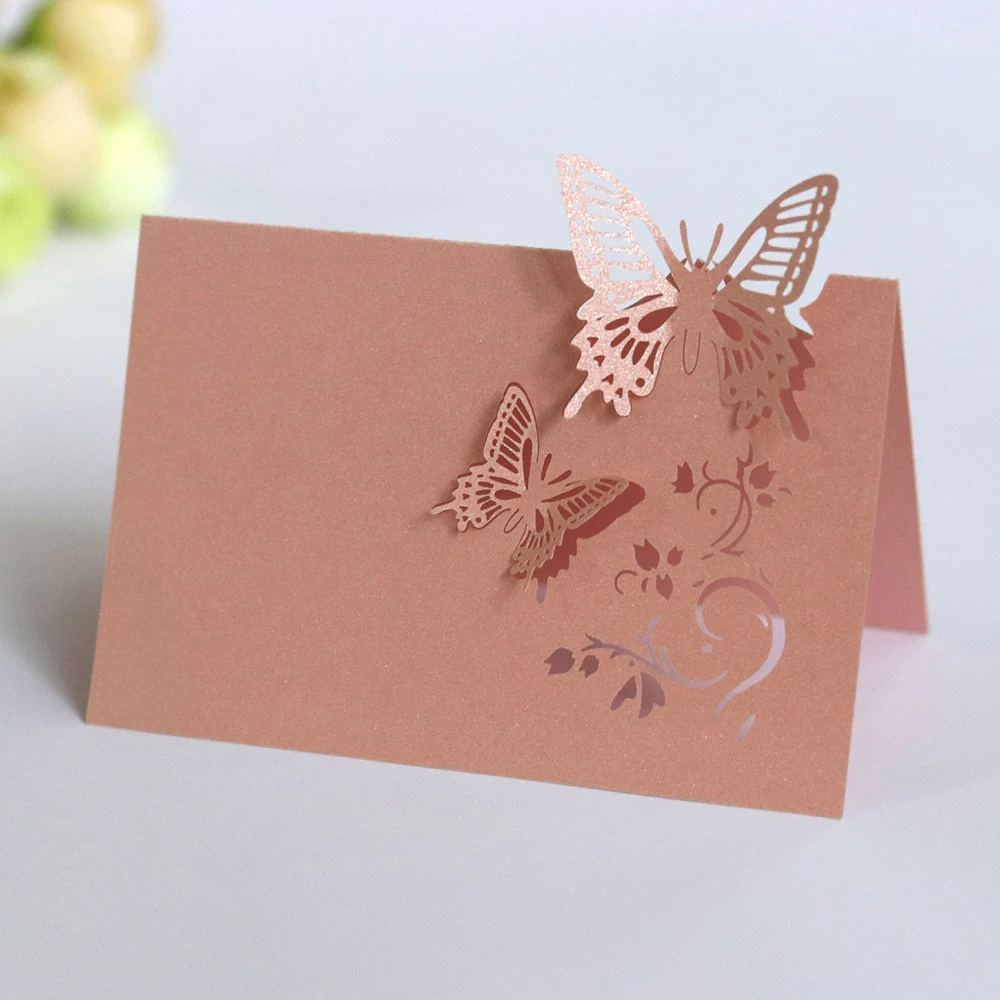 50 шт. популярные карты с лазерной гравировкой в форме бабочки свадебные открытки