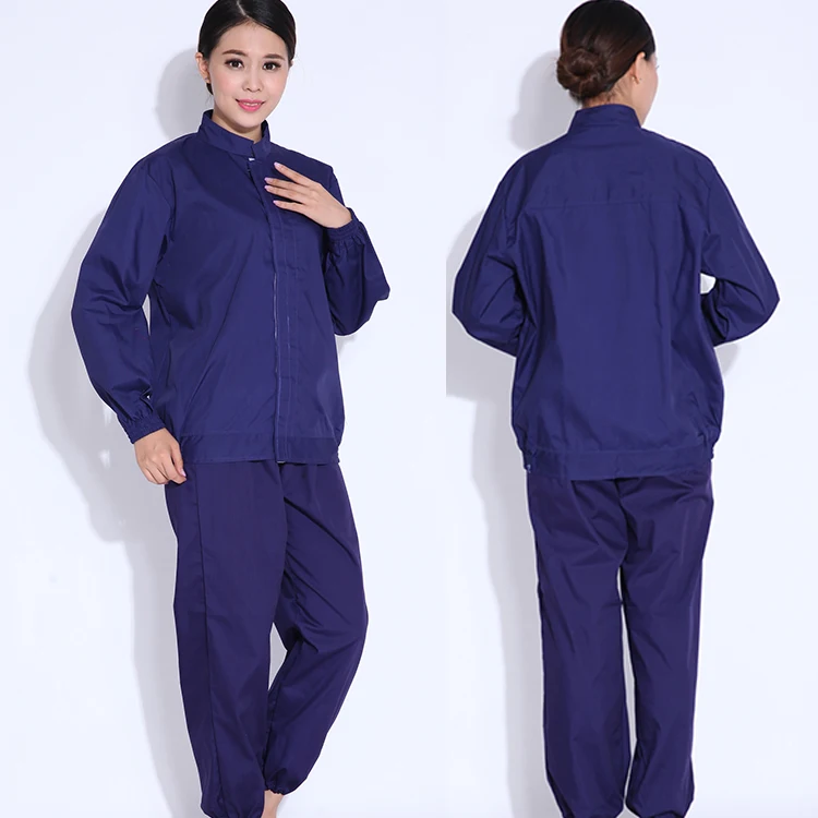 

Breathable Women's Food Factory Clothing Workshop Uniforms Thin Solid Coveralls Long Sleeve Coat Long Trousers 2 Pieces Set A45