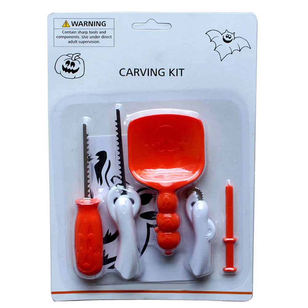 

5pcs Halloween Pumpkin Carving Tools Kit DIY Children Pumpkin Lantern Carving Toy Knife Set
