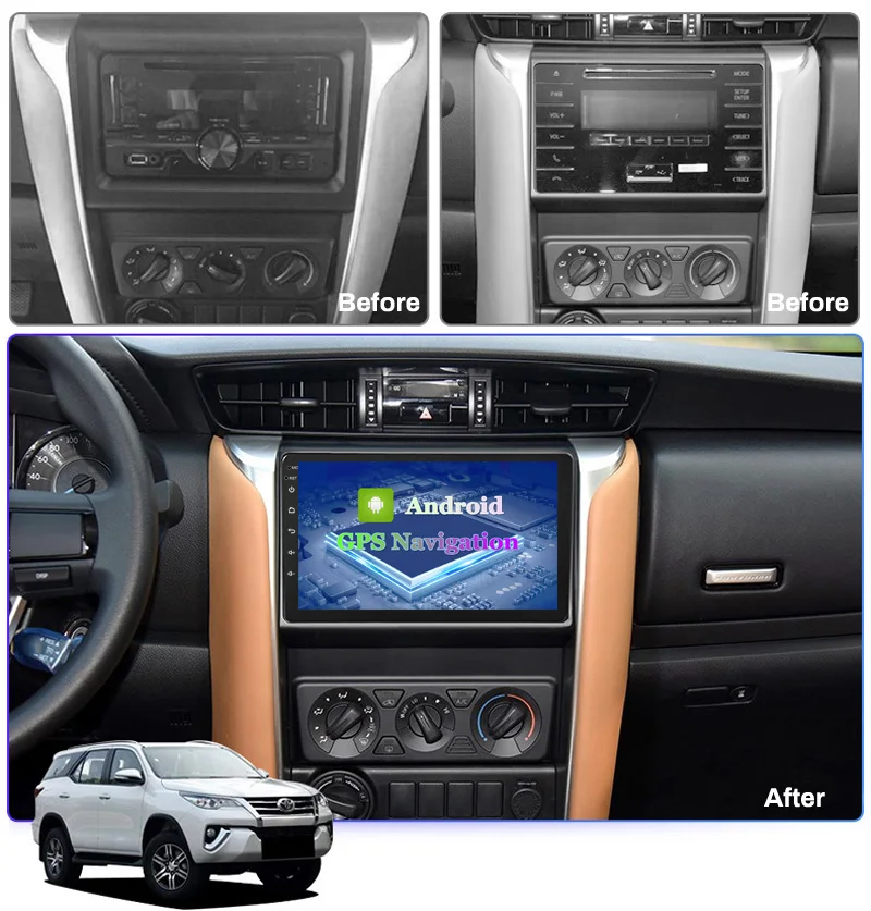 Автомагнитола для 1Toyota Fortuner 2 2015-2018 мультимедийный видеоплеер навигатор GPS Android 10