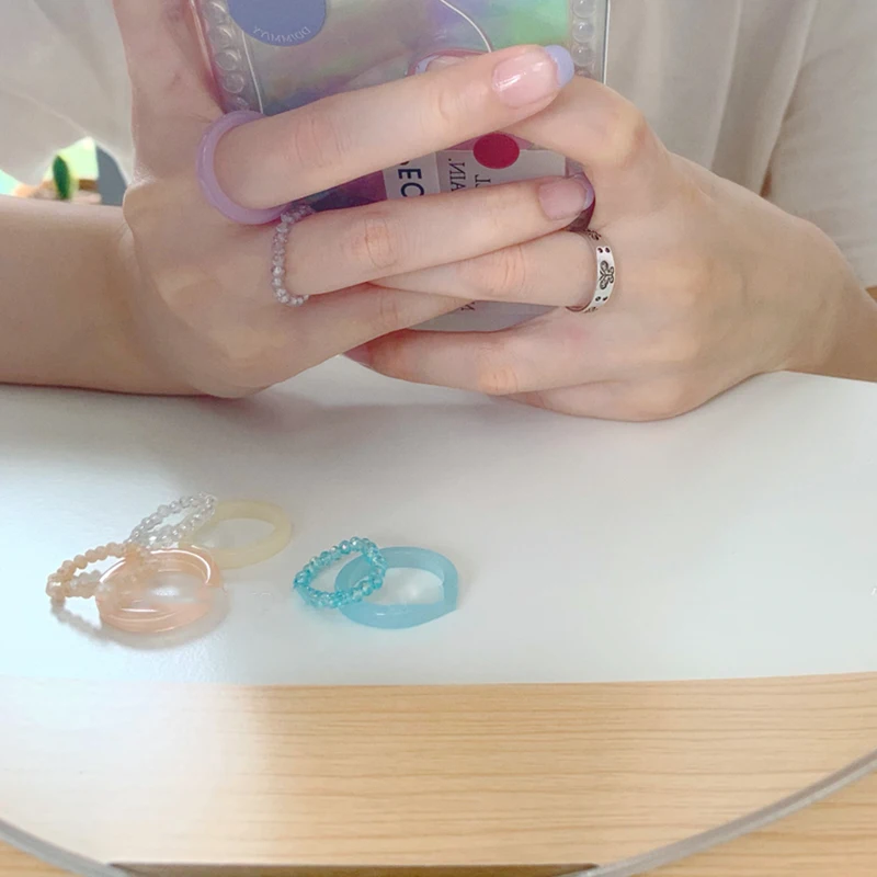 Женские летние кольца AOMU в Корейском стиле с акриловыми кристаллами карамельных