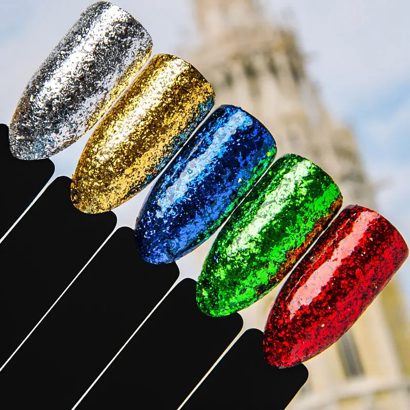 1 Box Holo Nail Flakies Sequins Rose Gold Holographic Powder 0.5g Shiny Glitter Set Laser DIY Manicure Dust | Красота и здоровье