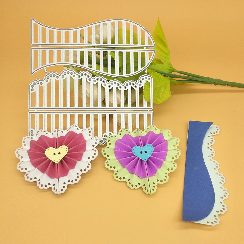 

3D Heart-shaped metal cutting die with lace creases, scrapbooks, photo albums, greeting cards, DIY decoration