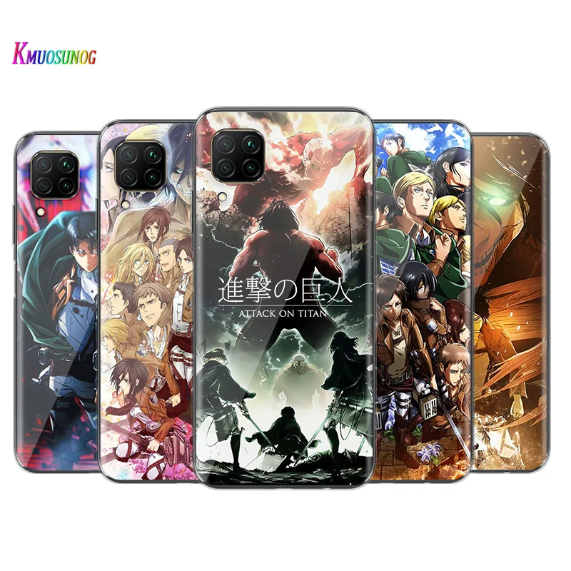 

Hot Anime Attack on Titan For Huawei P50 P40 P30 P20 P10 P9 P8 Lite Mini E 5G Pro Plus Soft TPU Silicone Phone Case