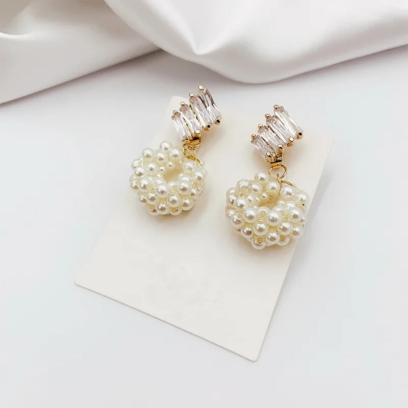 Серьги-гвоздики женские с жемчугом и цирконом 2020 | Украшения аксессуары