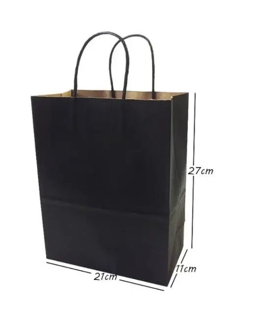 27X21X11 10 Pcs/lot Gift Bags With Handles function High-end Black Paper Versatile 6 Size Recyclable Environmental Protection Bag - Цвет: 27X21X11