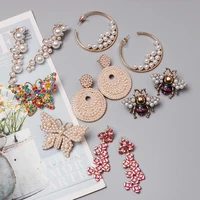 wholesale jujia crystal earrings newest handmade boho simulated pearl statement earrings for women wedding party gifts bijoux