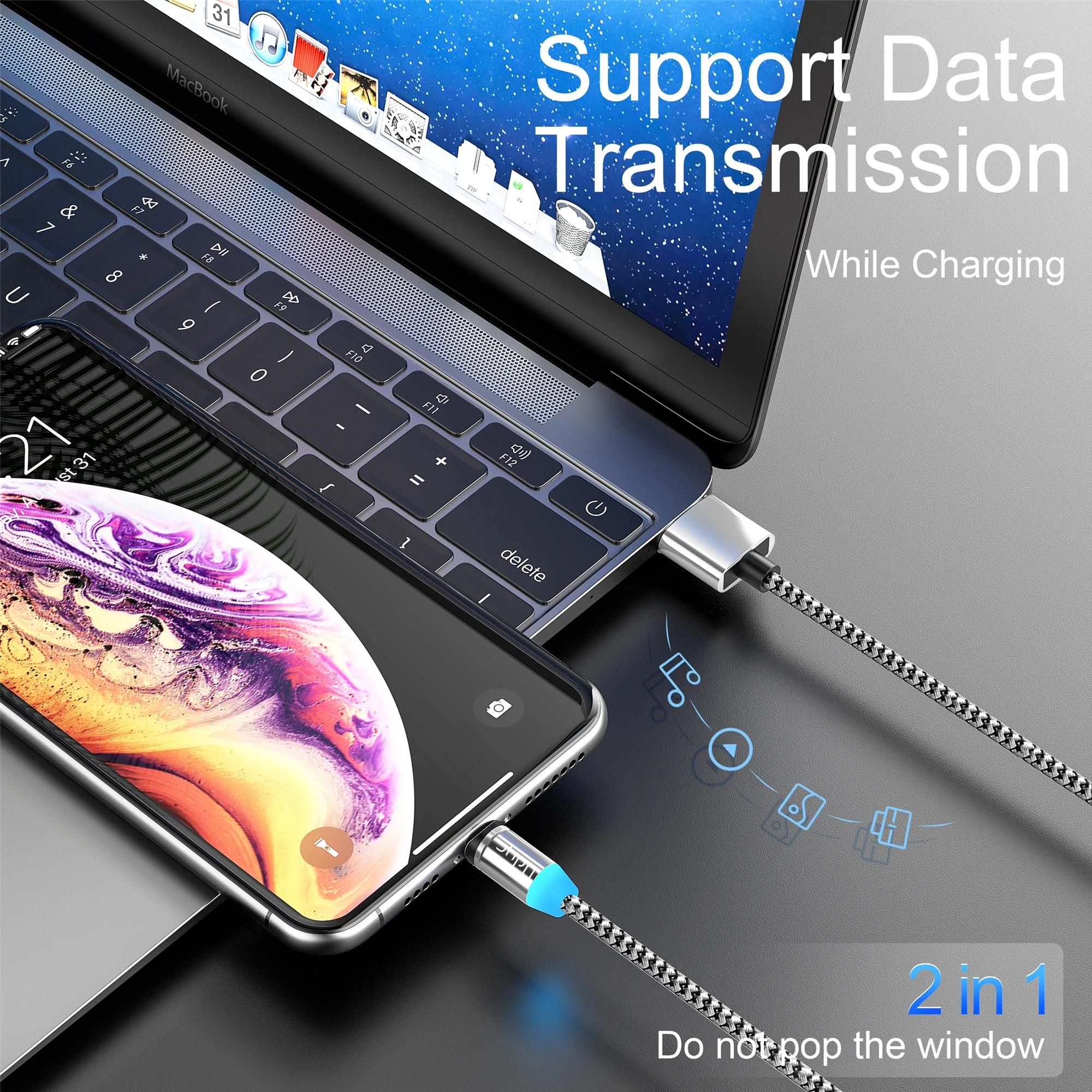Udyr Магнитный Micro usb type C кабель для iphone samsung Android 2 м Быстрая зарядка магнит Зарядное устройство USB кабель провод для мобильного телефона шнур