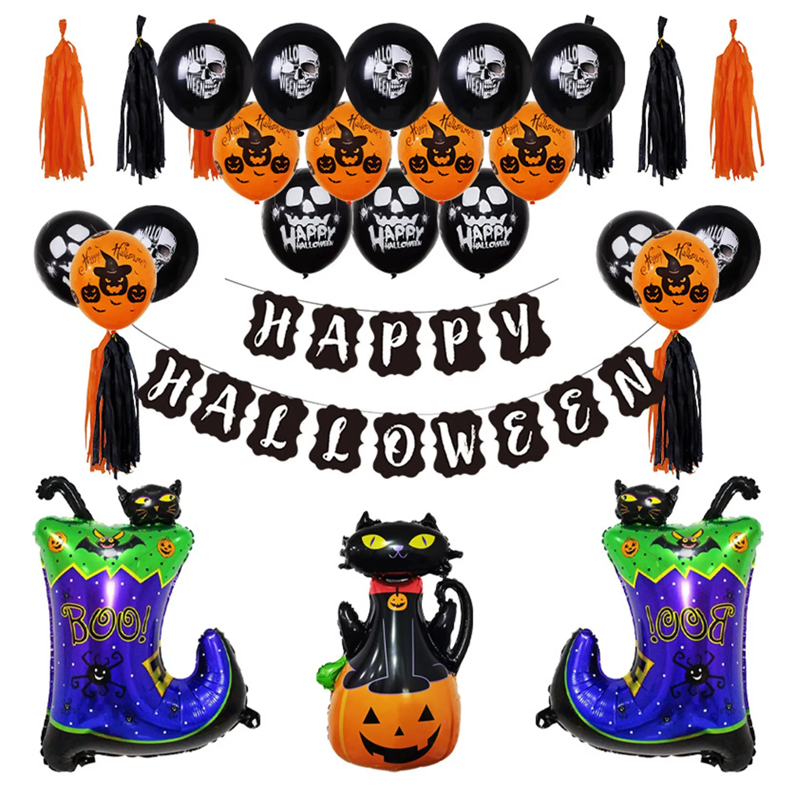 

Набор украшений для вечевечерние НКИ на Хэллоуин, милые латексные алюминиевые пленочные воздушные шары для самостоятельного украшения на ...
