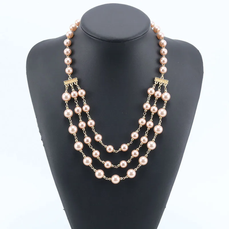 Модное многослойное серое жемчужное ожерелье имитация жемчуга Европейская и