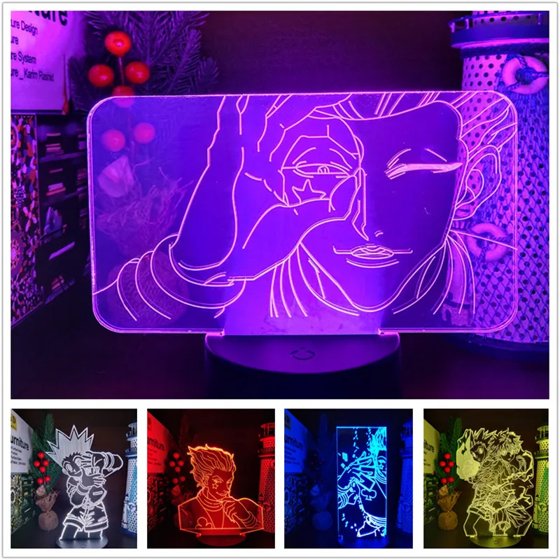 

3D Night Light Hunter X Hunter LED Anime Lamp Gon Freecss Killua Zoldyck Kurapika Hisoka Home Decoration Lampara Bedroom Decor