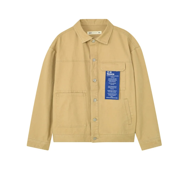 Мужская джинсовая куртка с длинным рукавом MJstyle сезон осень-зима 2021 цвета хаки