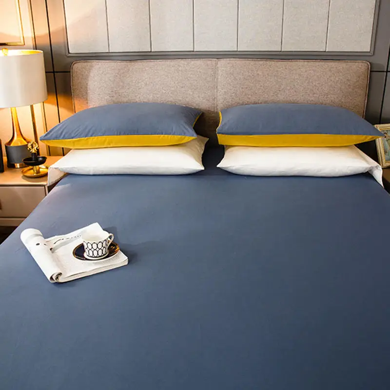 Простыня хлопчатобумажная однотонная голубая с резинкой 1 шт. | Дом и сад