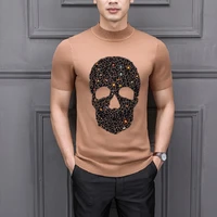 hot diamond craft 3d spring pullover high quality cashmere skull style mens sweater comfortable fabric knitted t shirt