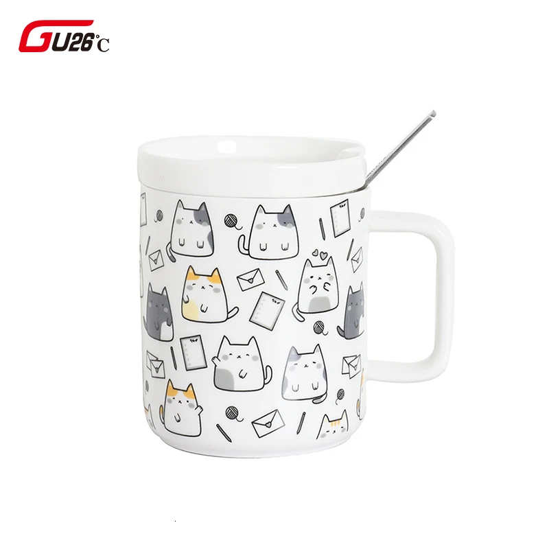 Новинка кружка с милым котом креативная мультяшная керамическая кофейная чашка