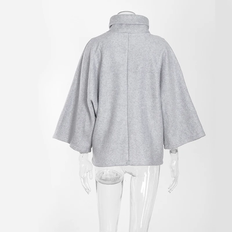 Lady's Sweater Casual Knitted Turtleneck Cloak Batwing Sleeve Solid Color Elegant Autumn Winter for Women AEHQ092 |