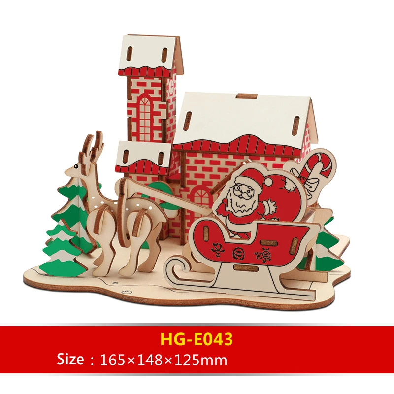 Рождественская подвижная головоломка модель 3D деревянная игрушка для