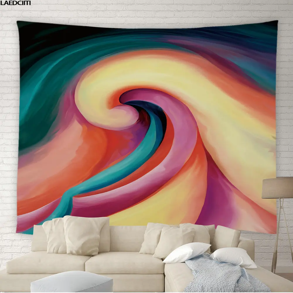 

Hippie Tapestry Colorful Striped Swirl Pattern Creative Modern Abstract Background Wall Hanging Cloth Living Room Bedroom Decor