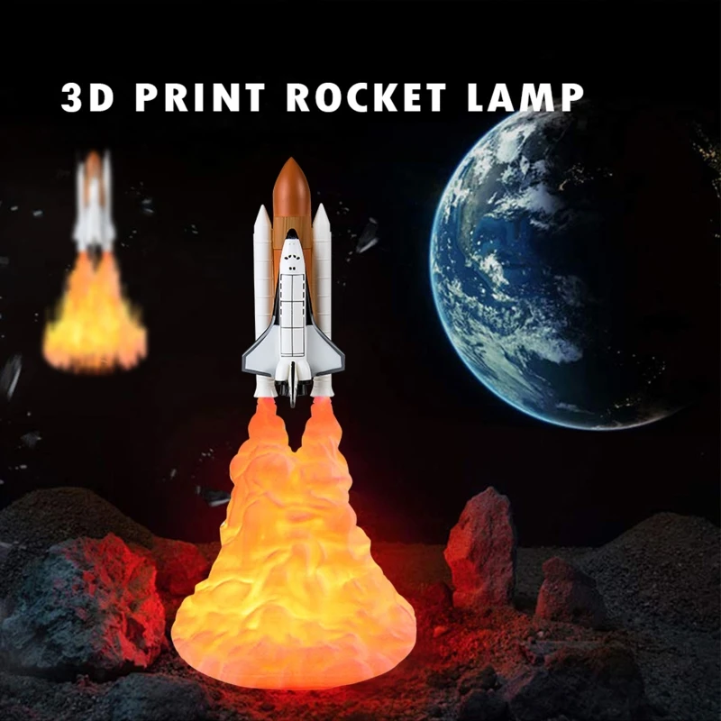 

3D Print Rocket Shape Lamp, Realistic Space Shuttle Lamp, USB Rechargeable Night Light, Suitable for Rocket Lovers