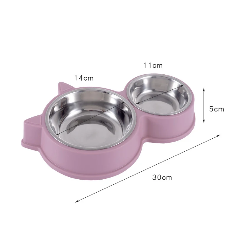 Двойная миска для домашних питомцев из нержавеющей стали кошек собак котят еда