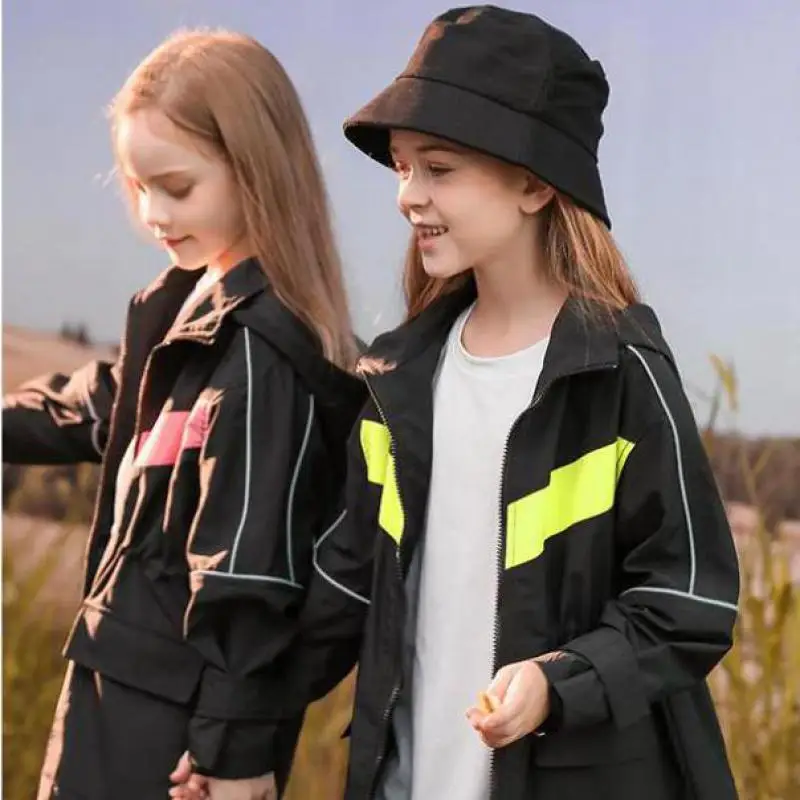 

Autumn Winter Hooded Coats For Girls Fashion Sport Style Outdoor Casual Jackets Kids Zipper Style Windproof Thermal Outerwear
