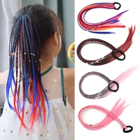 simple kid elastic hair band rubber band kids wig headband girls hair accessories twist braid rope headdress child gift