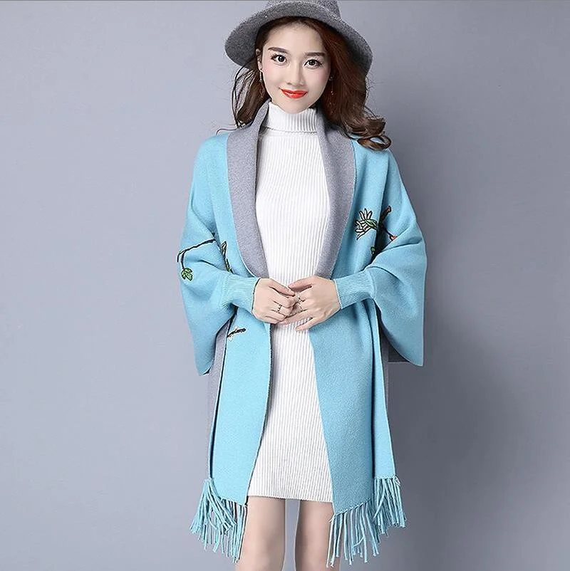 Женский вязаный свитер с рукавами летучая мышь |