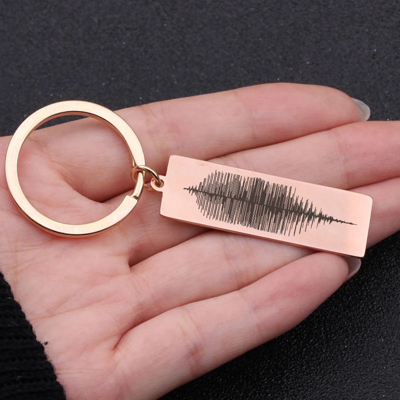 Fashion Recording Wave Keychain Personalized Sound Jewelry For Lover Girlfriend Boyfriend Gift Stainless Steel Key Ring | Украшения и