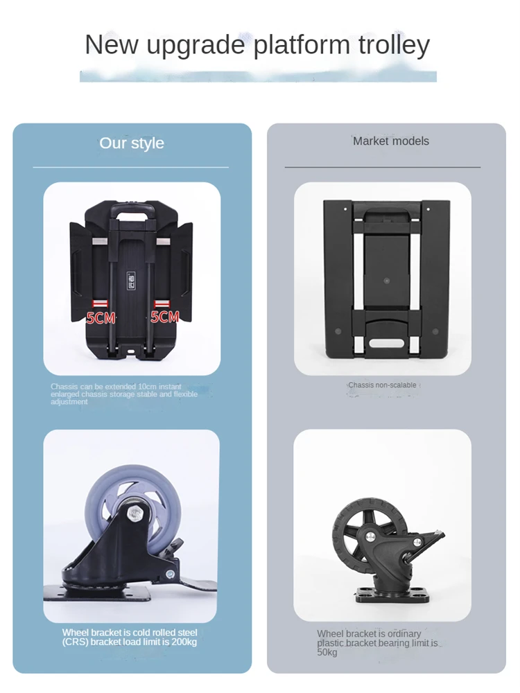 Тележка для ручной клади с выдвижной платформой Складная ручная тележка