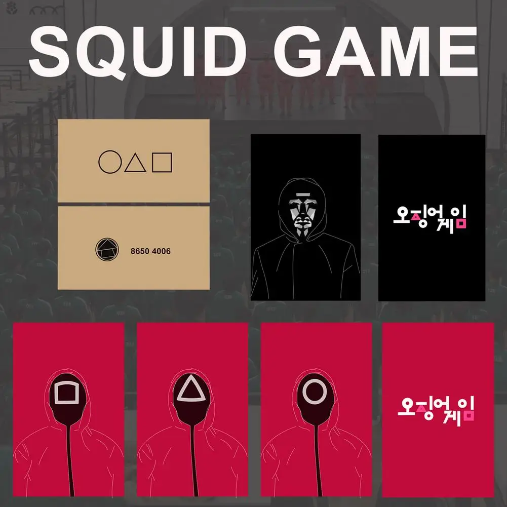 

10PCS Squid Game Business Card Squid Game Invitation Card Game Card Greeting Card Thank You Card Hot Korean TV Seller Gift Cards