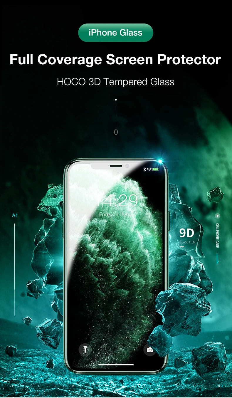 HOCO полное покрытие закаленное стекло для iPhone X Xs на iPhone 11 Pro Max защита экрана 3D Защитное стекло для iPhone XR Xs Max 10