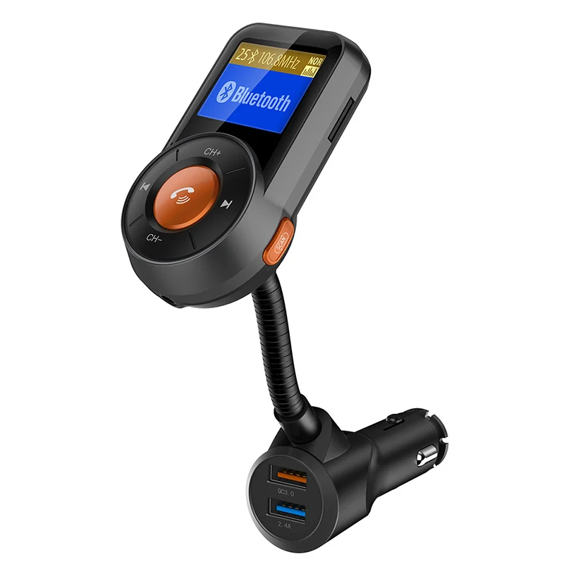 Автомобильный Bluetooth MP3 плеер QC3.0 с функцией быстрой зарядки FM модулятор