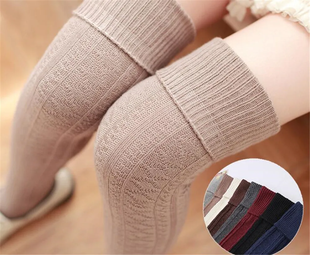 Женские хлопковые носки выше колена теплые длинные зимние чулки B686 |