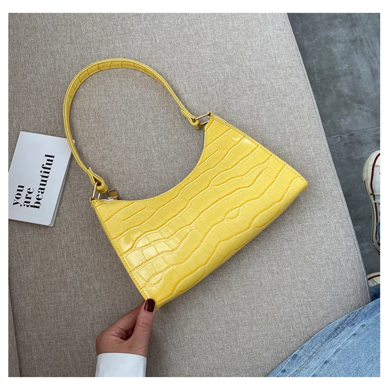 

Fashion PU Shopping Bag Retro Casual Women Totes Shoulder Bags Female 2021 New Solid Color Handbag