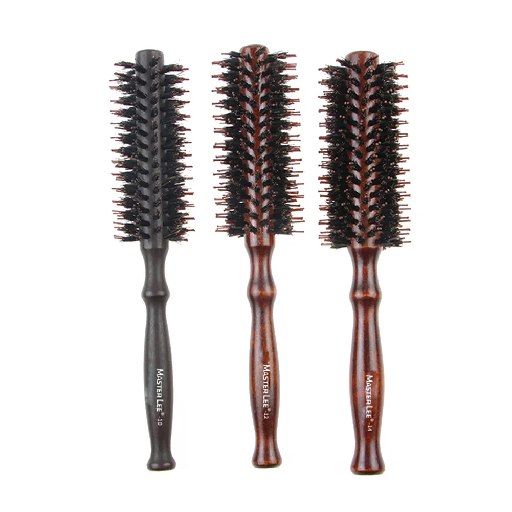 

Salon Wooden Handle Boar Bristle Round Comb Portable Hair Roller Comb Styling Hair Brush DIY Hairdressing Tool for Hair Care
