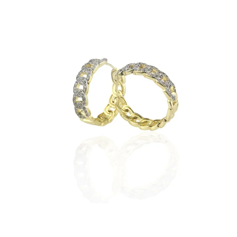 Новый дизайн Золотое медное ушное кольцо с белым кубическим цирконием круглое