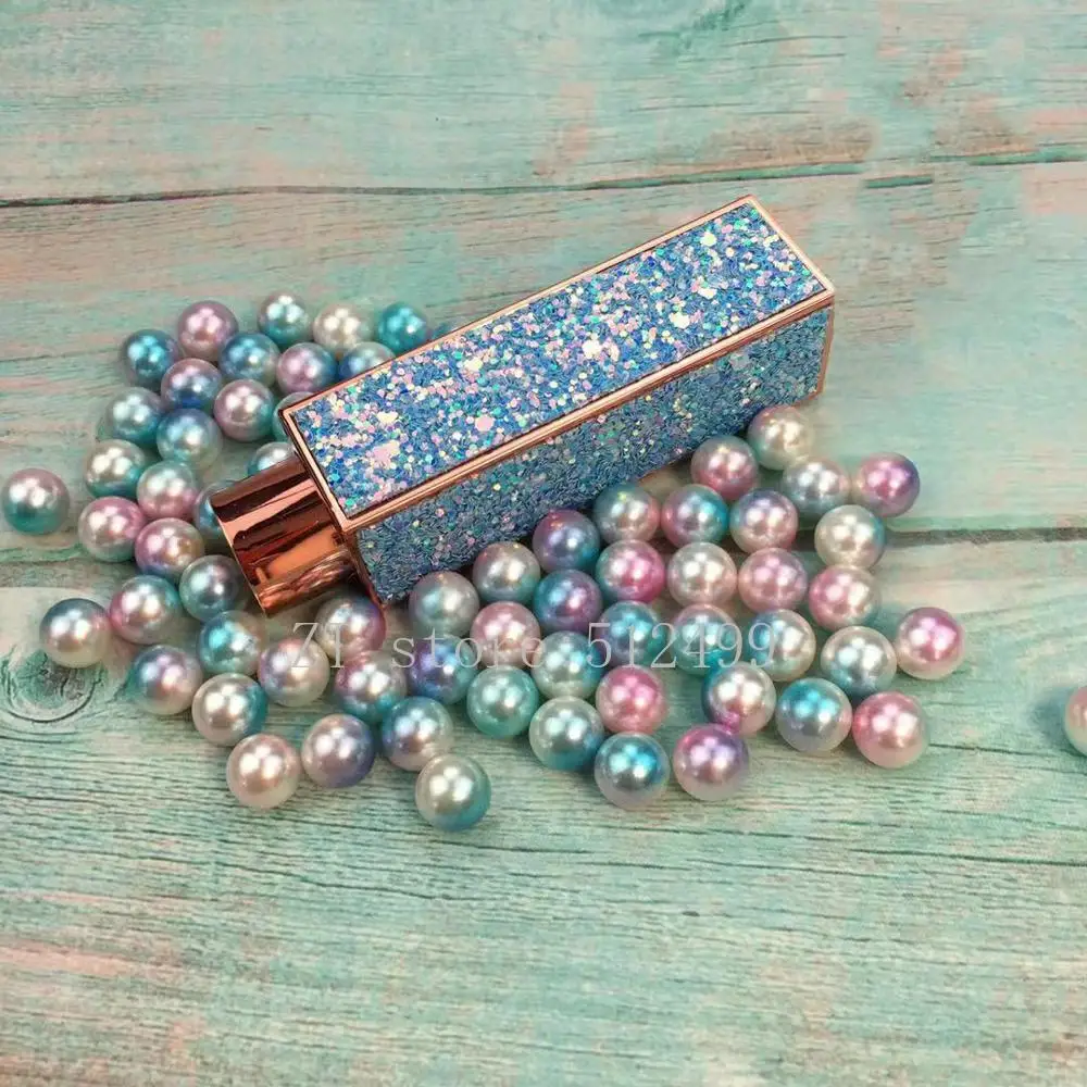 

12.1mm 5/10/30/50pcs Blue Square Shiny Press Type Empty Lipstick Tube Lip Balm Container Lipstick Shell Packaging Cosmetics