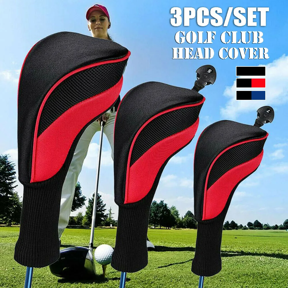 

3pcs/set Golf Wood Cover Driver 1/ 3/ 5 Fairway Woods Headcovers Long Neck Head Covers For Golf Clubs Number Tag Interchangeable