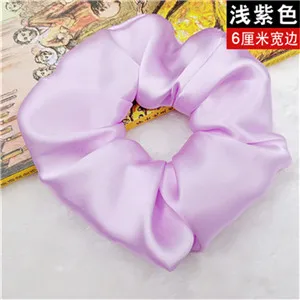 LightPurple Модные женские элегантные 6 см ширина чистый шелк резинки для волос милая резинка OL базовый зажим для волос конский хвост держатель - Цвет: LightPurple