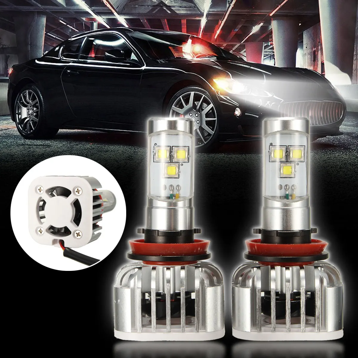 

8-32V/DC комплект автомобильных светодиодных фар 9005 9006 H7 H8 H4 6500K 6000LM 60W White 3 лампы из алюминия