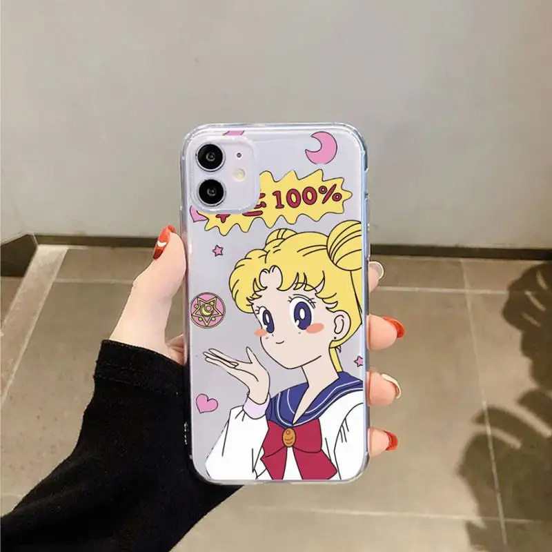 

Sailor Moon Cartoon girl Phone Case Transparent for Clear iPhone case 11 12 mini pro XS MAX 8 7 6 6S Plus X 5S SE 2020 XR