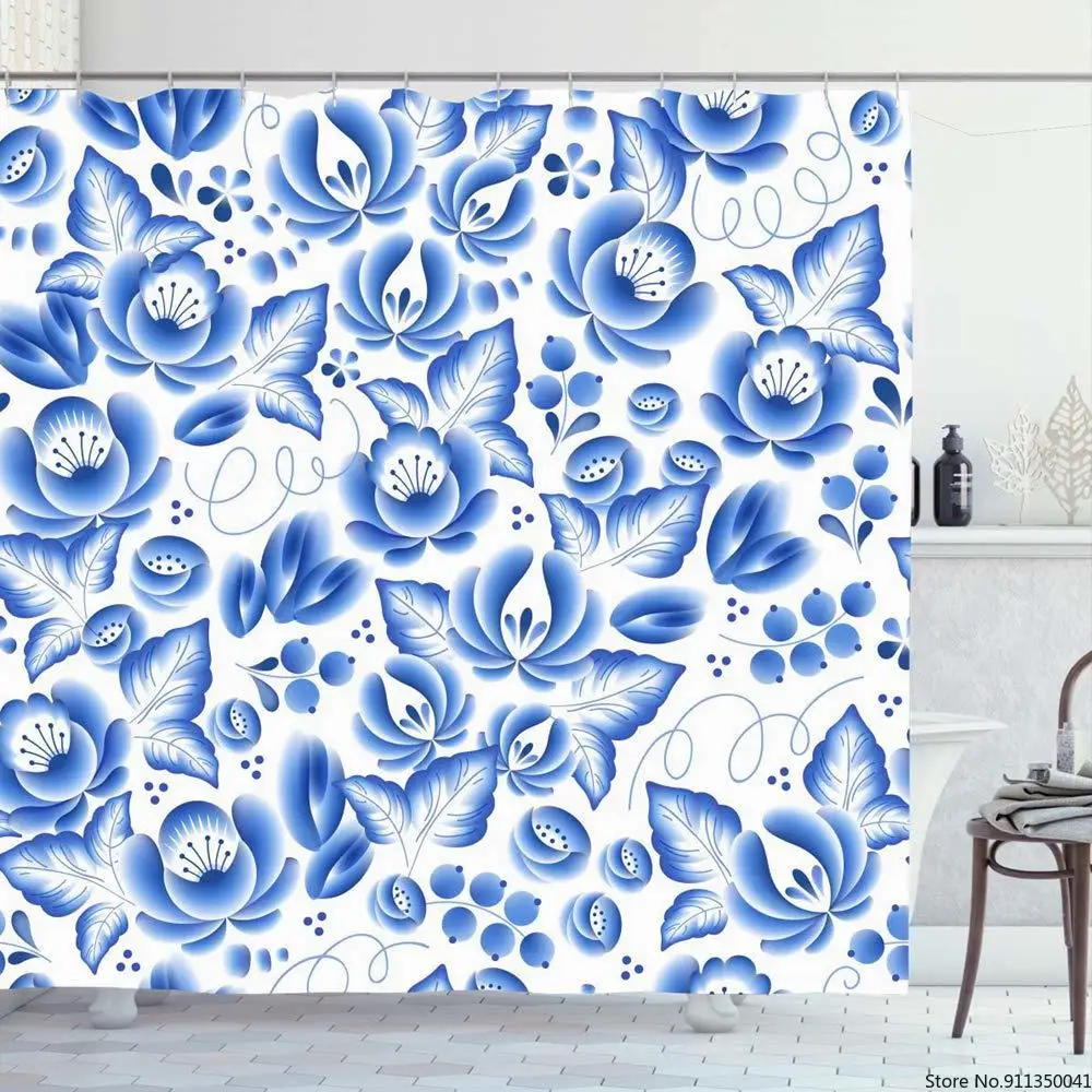 

Small Wildflowers Pattern Print Bathroom Decor Curtain set Hooks Included Waterproof Durable Polyester Fabric shower curtain